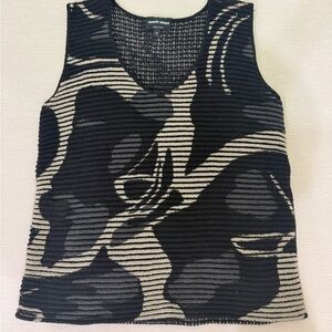 Giorgio Armani Black & Cream Abstract Knit Tank - made in Italy